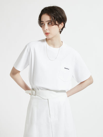 BARBOUR / 胸口刺繡口袋羅馬布 短袖T恤（日本限定/女裝）