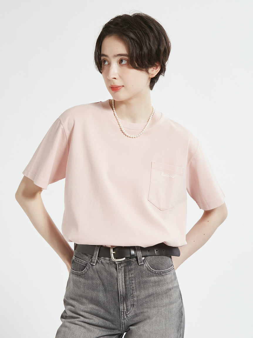 BARBOUR / 胸口刺繡口袋羅馬布 短袖T恤（日本限定/女裝）