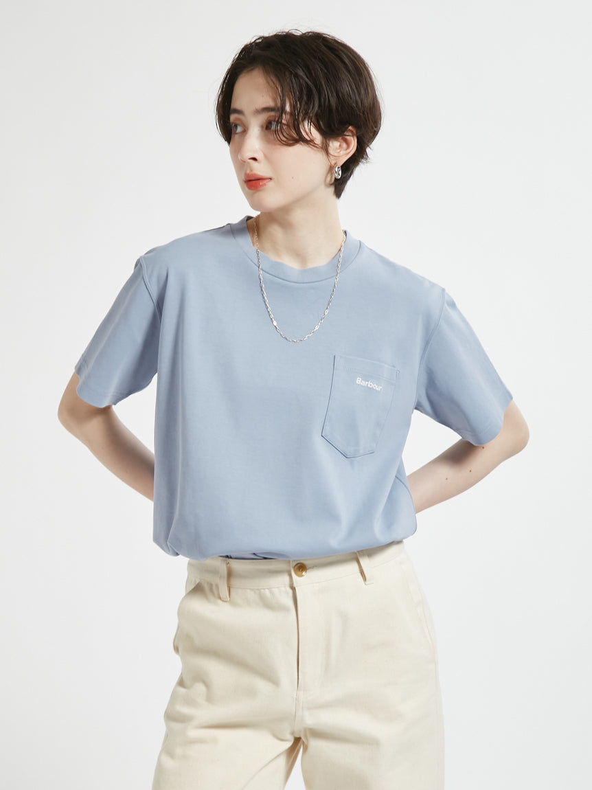 BARBOUR / 胸口刺繡口袋羅馬布 短袖T恤（日本限定/女裝）