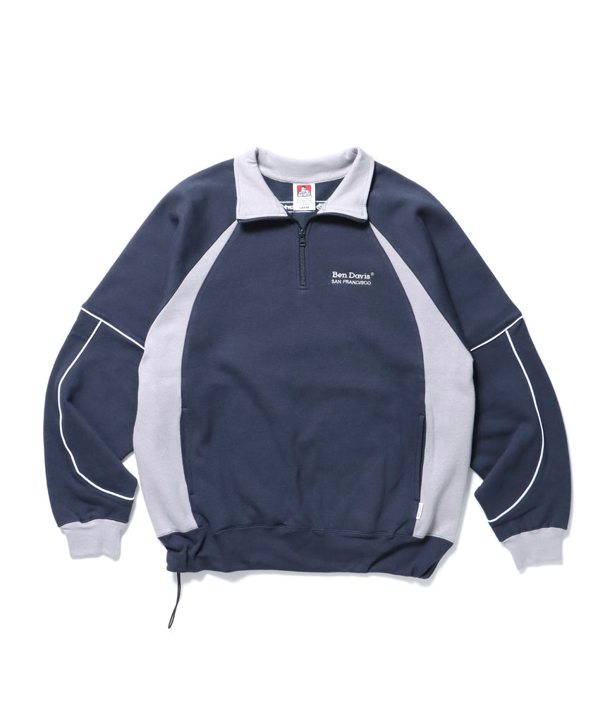 現貨供應，灰藍M，BEN DAVIS PIPING HALF ZIP SWEAT / Y2K立領衫