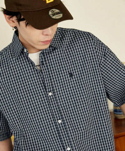 U.S. POLO ASSN. / 刺繡格紋 短袖襯衫