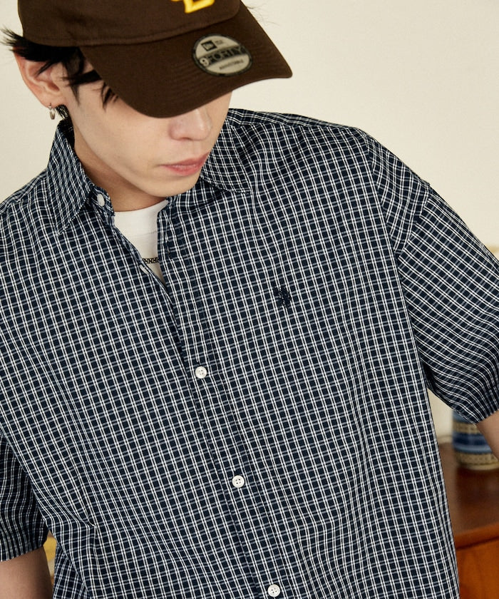 U.S. POLO ASSN. / 刺繡格紋 短袖襯衫