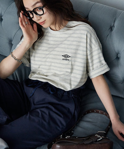 UMBRO / 刺繡條紋短袖T恤