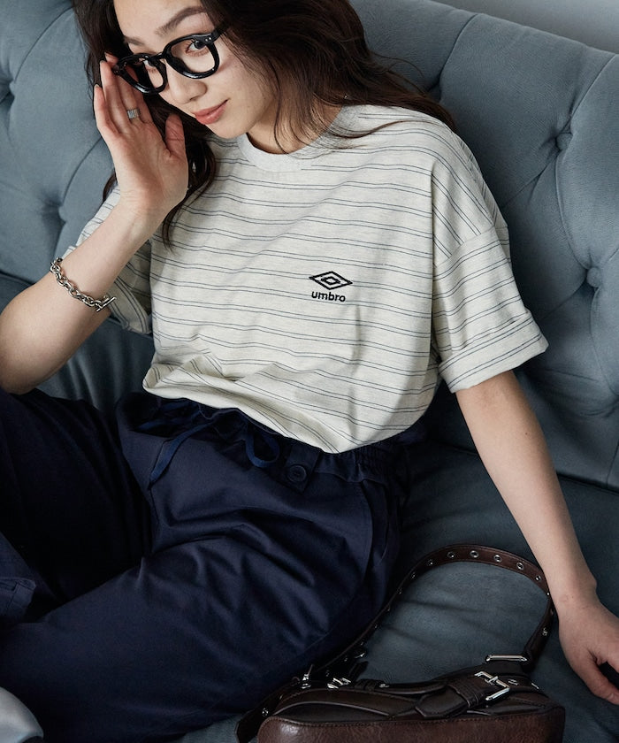 UMBRO / 刺繡條紋短袖T恤