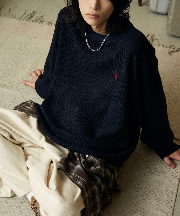 U.S. POLO ASSN. / 刺繡畔編圓領針織衫