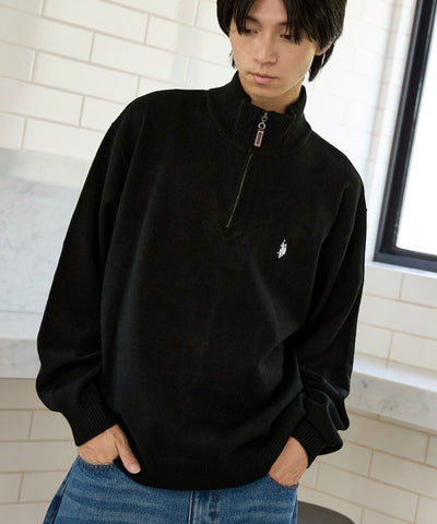 U.S. POLO ASSN. × PUBLUX / 刺繡半拉鍊針織衫（日本聯名限定）