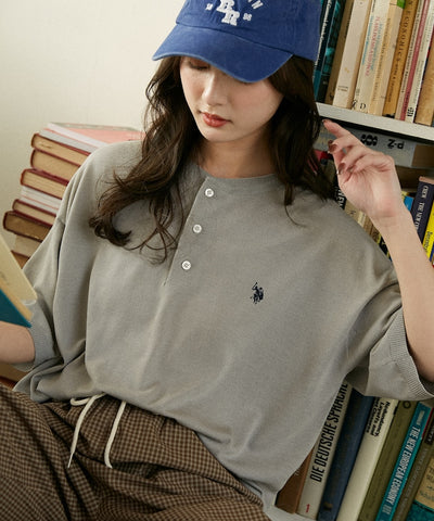 U.S. POLO ASSN. / 亨利領涼感針織 短袖T恤
