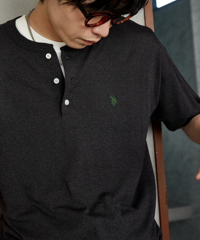 U.S. POLO ASSN. / 亨利領涼感針織 短袖T恤