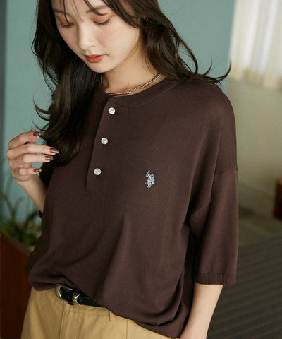 U.S. POLO ASSN. / 亨利領涼感針織 短袖T恤