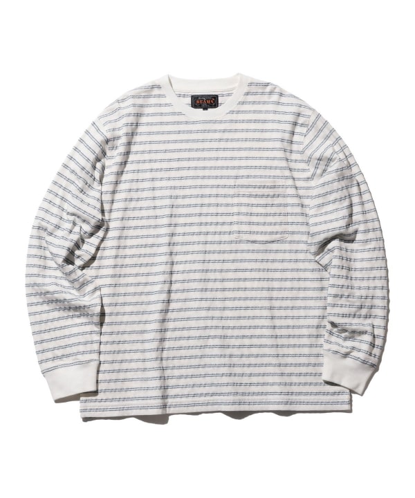 BEAMS PLUS / 立體織紋長袖口袋T恤