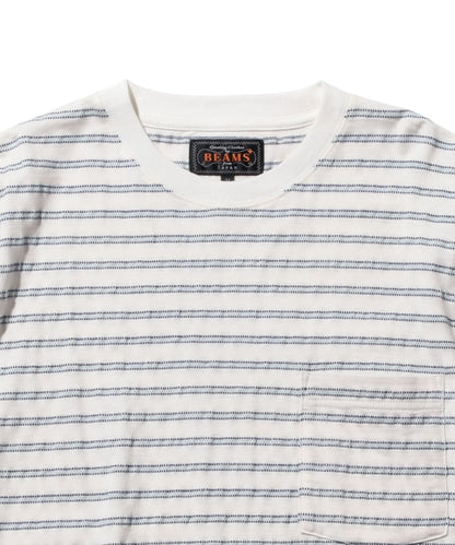 BEAMS PLUS / 立體織紋長袖口袋T恤