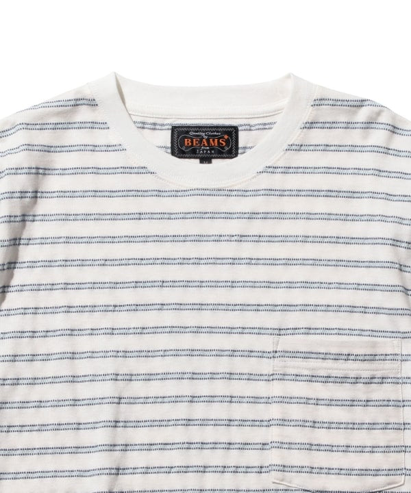 BEAMS PLUS / 立體織紋長袖口袋T恤