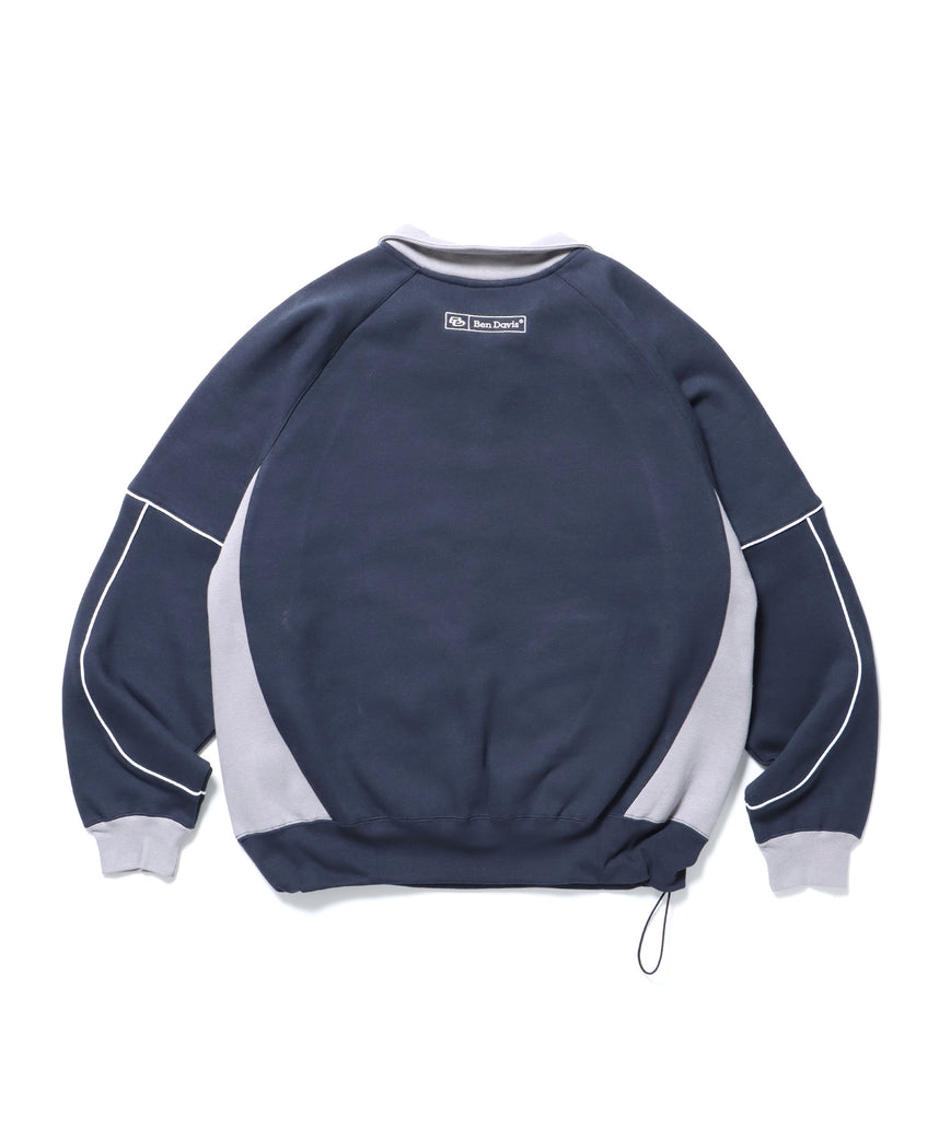 現貨供應，灰藍M，BEN DAVIS PIPING HALF ZIP SWEAT / Y2K立領衫