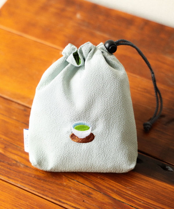 BEAMS JAPAN / 和菓子刺繡縮緬束口袋