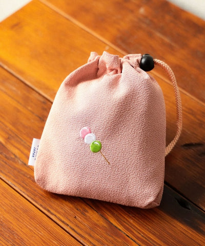 BEAMS JAPAN / 和菓子刺繡縮緬束口袋