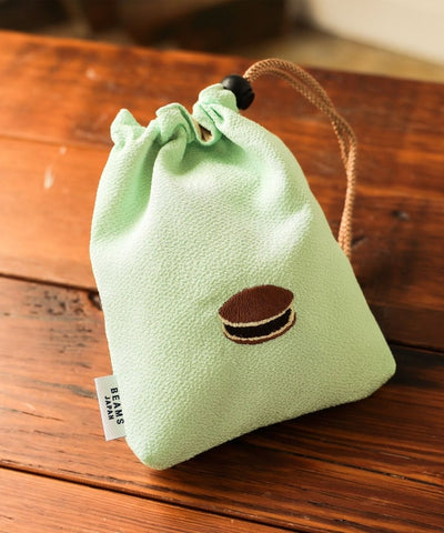 BEAMS JAPAN / 和菓子刺繡縮緬束口袋