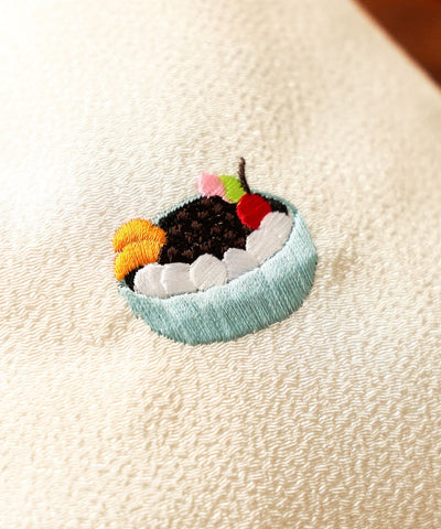 BEAMS JAPAN / 和菓子刺繡縮緬束口袋