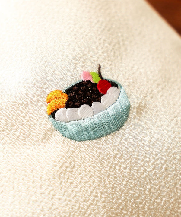 BEAMS JAPAN / 和菓子刺繡縮緬束口袋