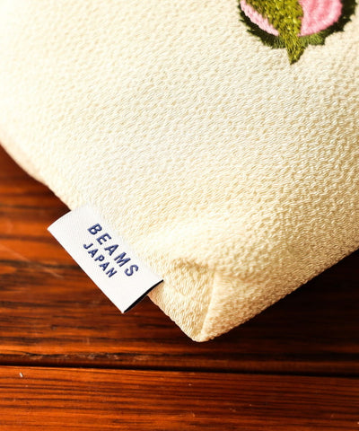 BEAMS JAPAN / 和菓子刺繡縮緬束口袋
