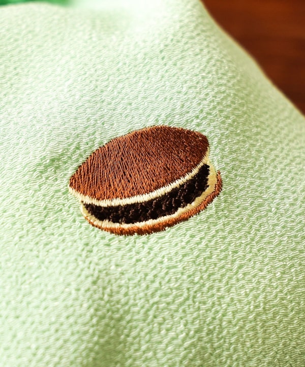 BEAMS JAPAN / 和菓子刺繡縮緬束口袋
