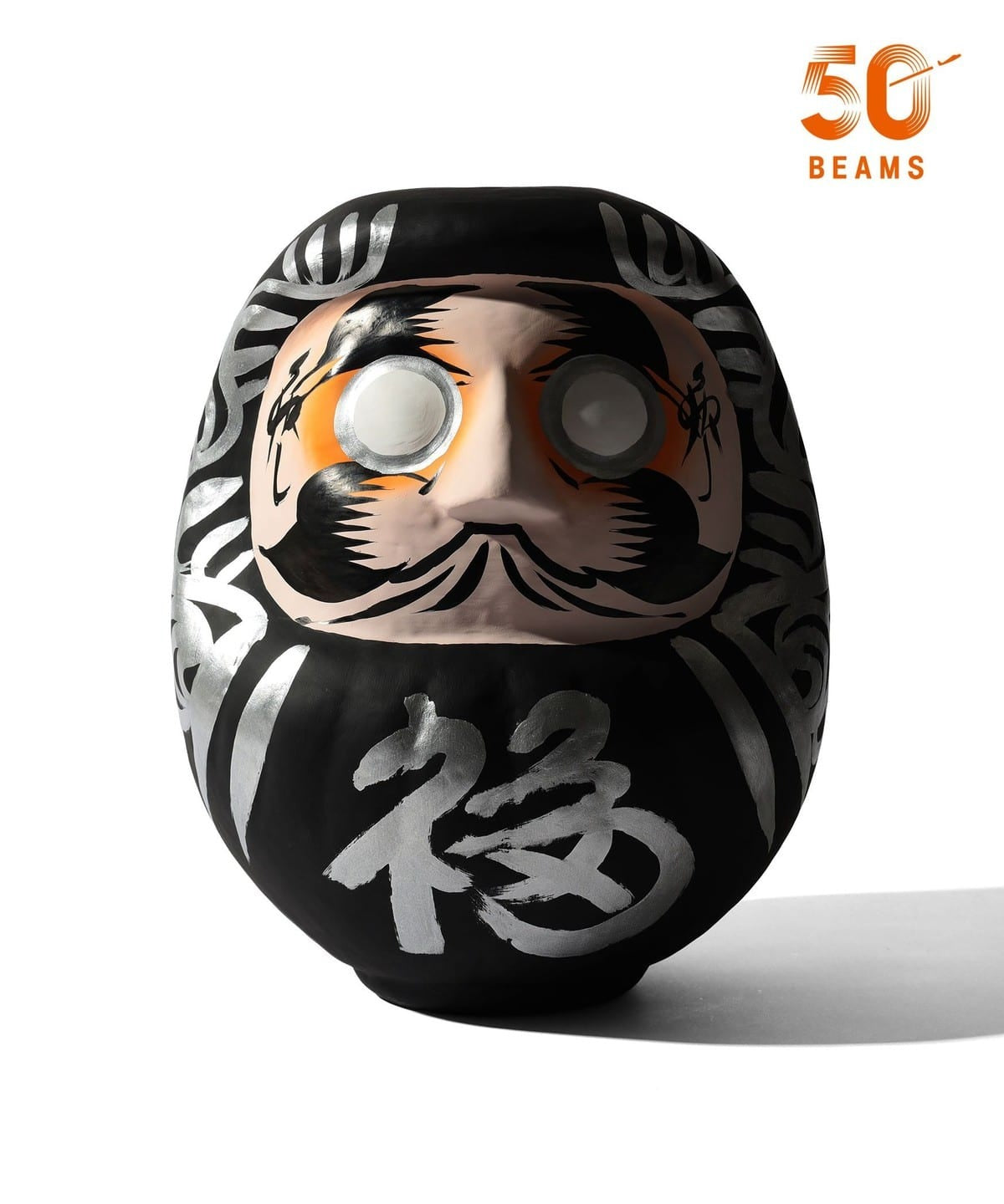白河だるま總本舗 × BEAMS JAPAN / 墨黑鬍鬚文字達摩 35cm（日本聯名限定）