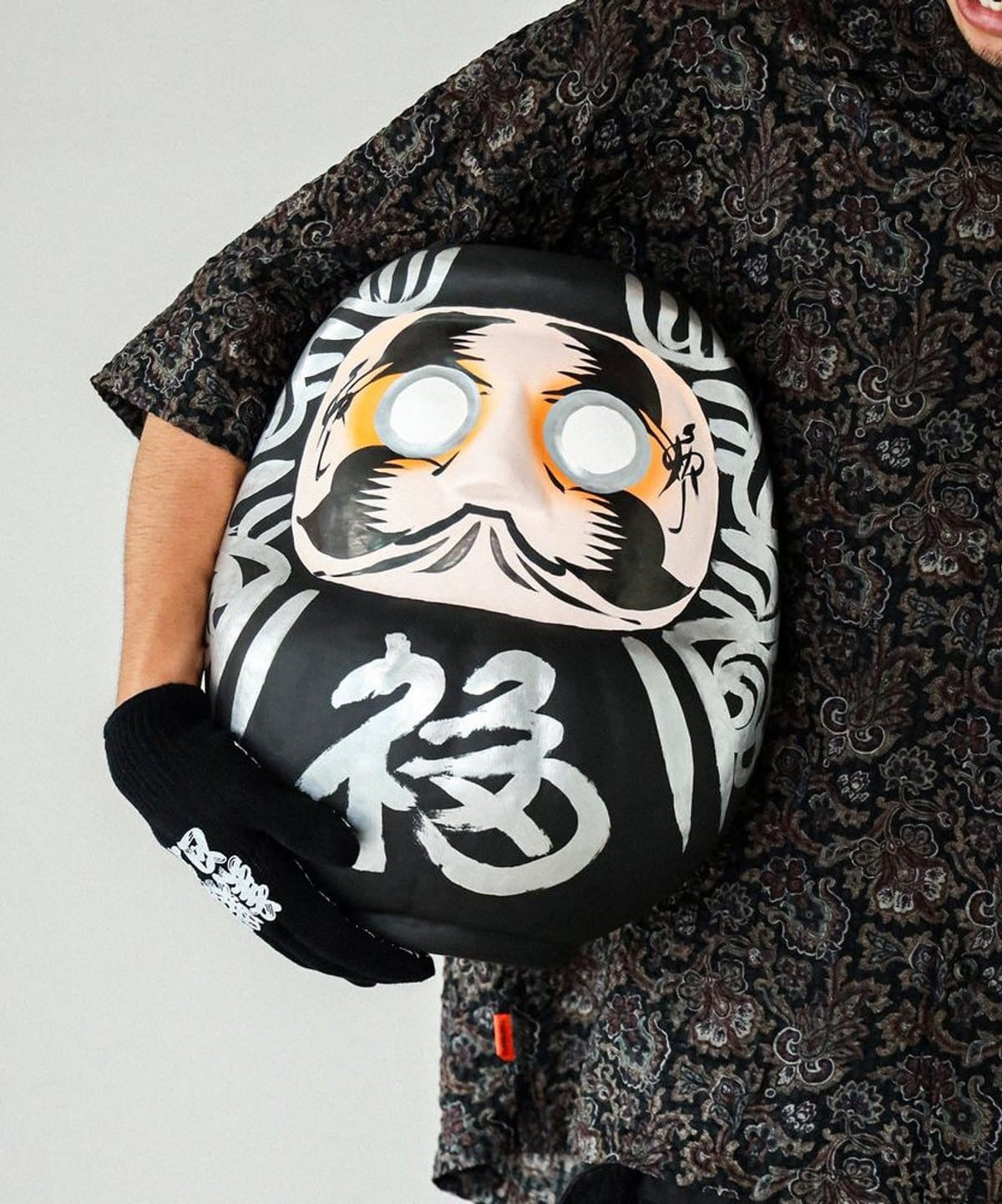 白河だるま總本舗 × BEAMS JAPAN / 墨黑鬍鬚文字達摩 35cm（日本聯名限定）