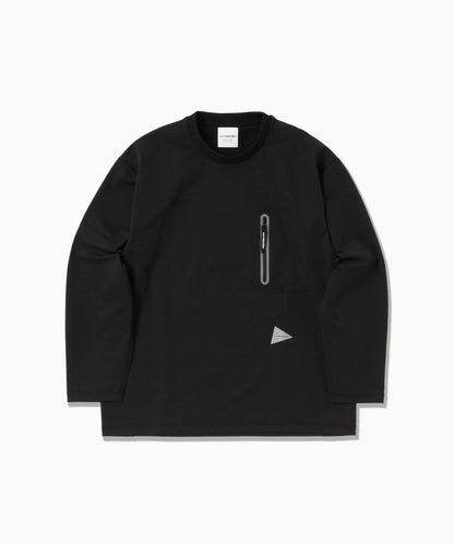 and wander hybrid warm pocket LS T / 保暖機能口袋長袖T恤