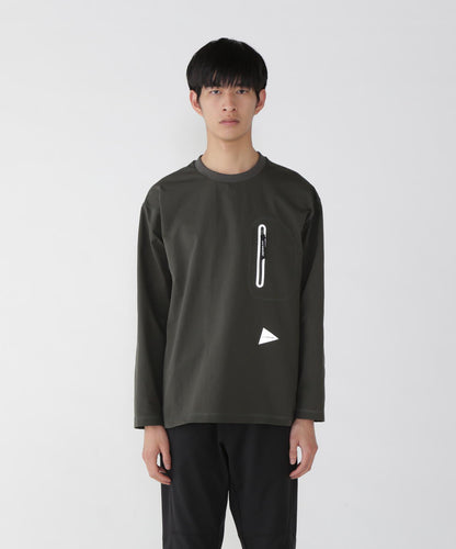 and wander hybrid warm pocket LS T / 保暖機能口袋長袖T恤