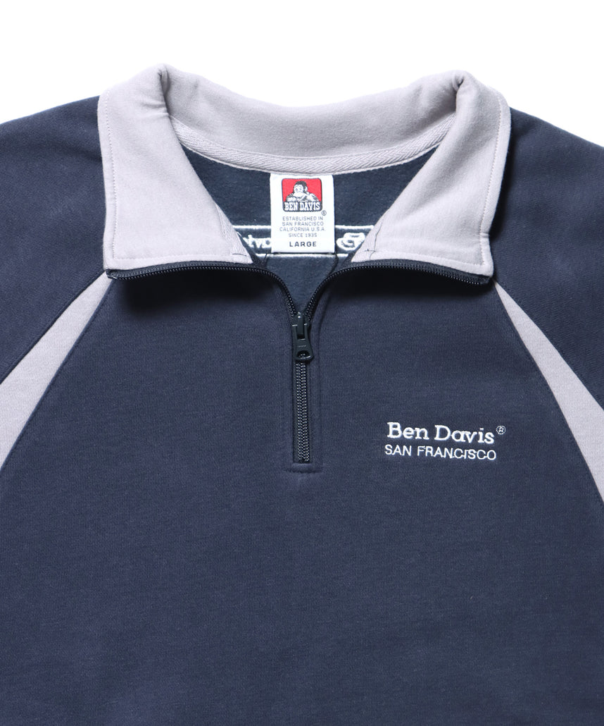 現貨供應，灰藍M，BEN DAVIS PIPING HALF ZIP SWEAT / Y2K立領衫