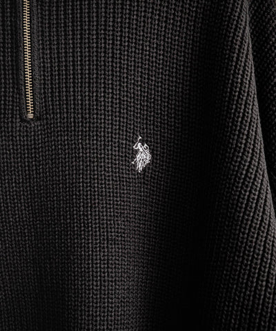 U.S. POLO ASSN.  / 寬鬆畦編刺繡 半拉鍊針織衫（日本聯名限定）