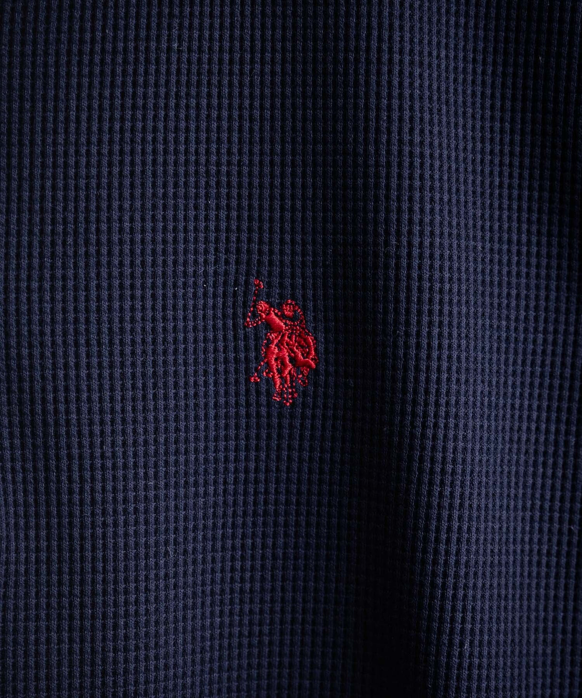 U.S. POLO ASSN. / 刺繡格紋 亨利領長袖T恤（日本聯名限定）