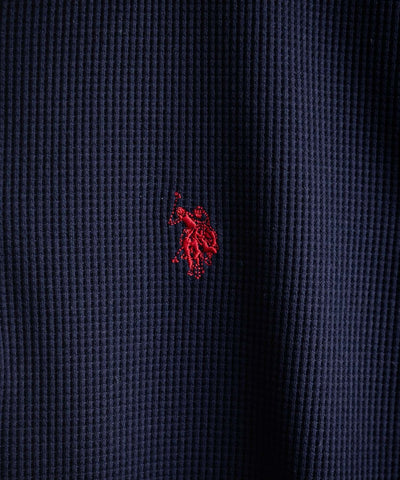 U.S. POLO ASSN. / 刺繡格紋 亨利領長袖T恤（日本聯名限定）
