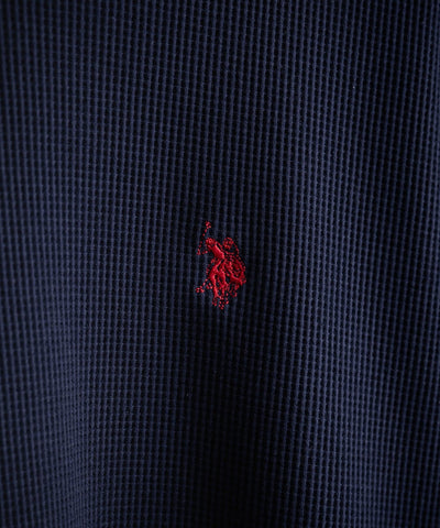 U.S. POLO ASSN. / 刺繡格紋圓領長袖T恤（日本聯名限定）