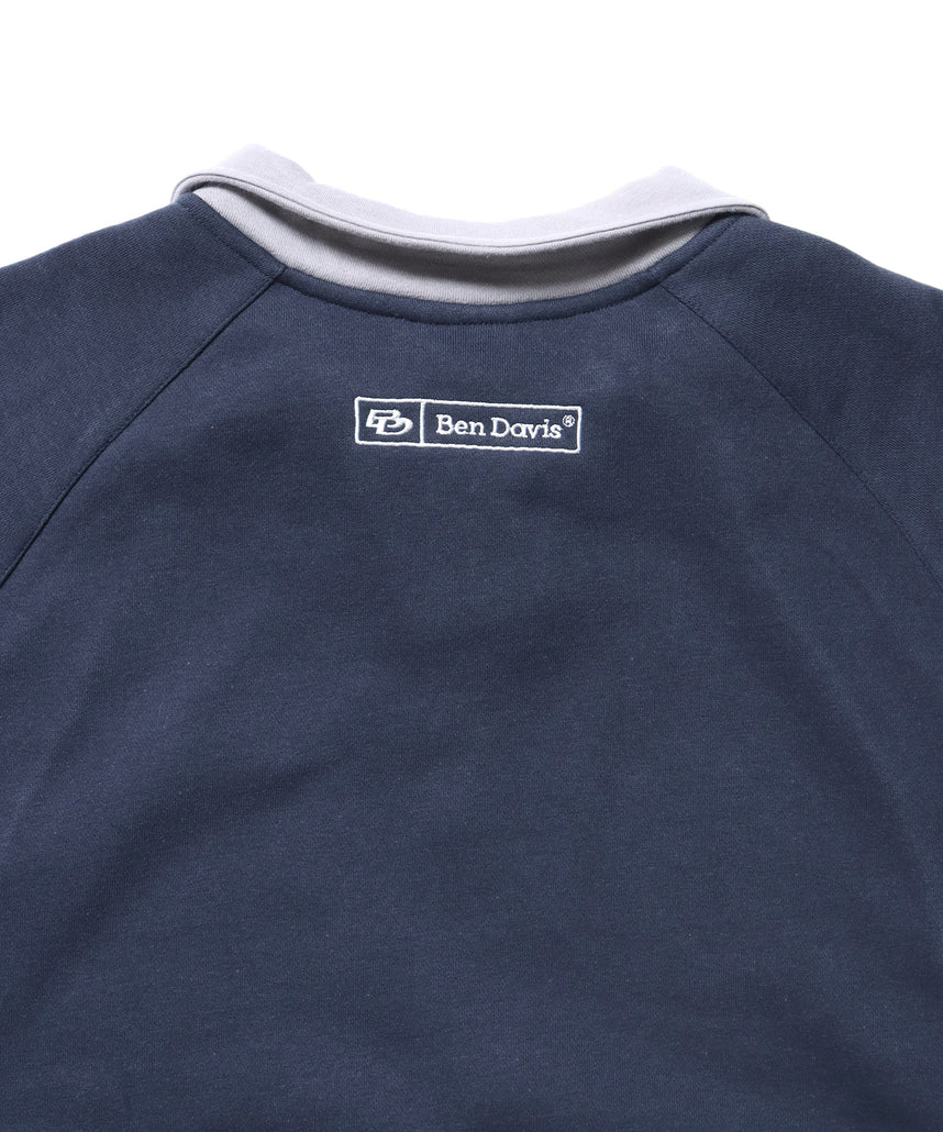 現貨供應，灰藍M，BEN DAVIS PIPING HALF ZIP SWEAT / Y2K立領衫