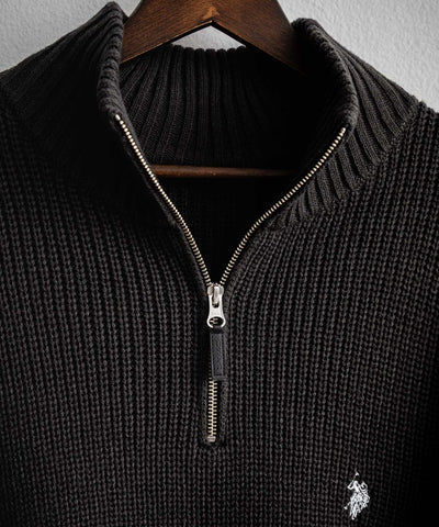 U.S. POLO ASSN.  / 寬鬆畦編刺繡 半拉鍊針織衫（日本聯名限定）
