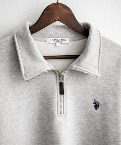 U.S. POLO ASSN. / 寬鬆 刷毛刺繡 半拉鍊開襟衫（日本聯名限定）