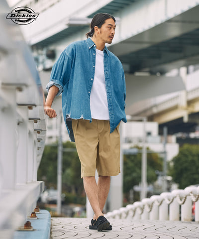 DICKIES / 別注 TC 斜紋雙摺寬版短褲