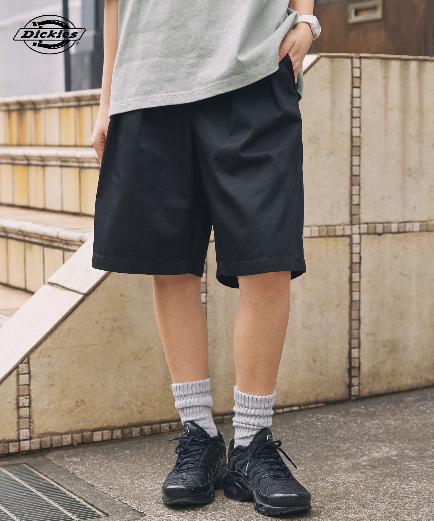 DICKIES / 別注 TC 斜紋雙摺寬版短褲
