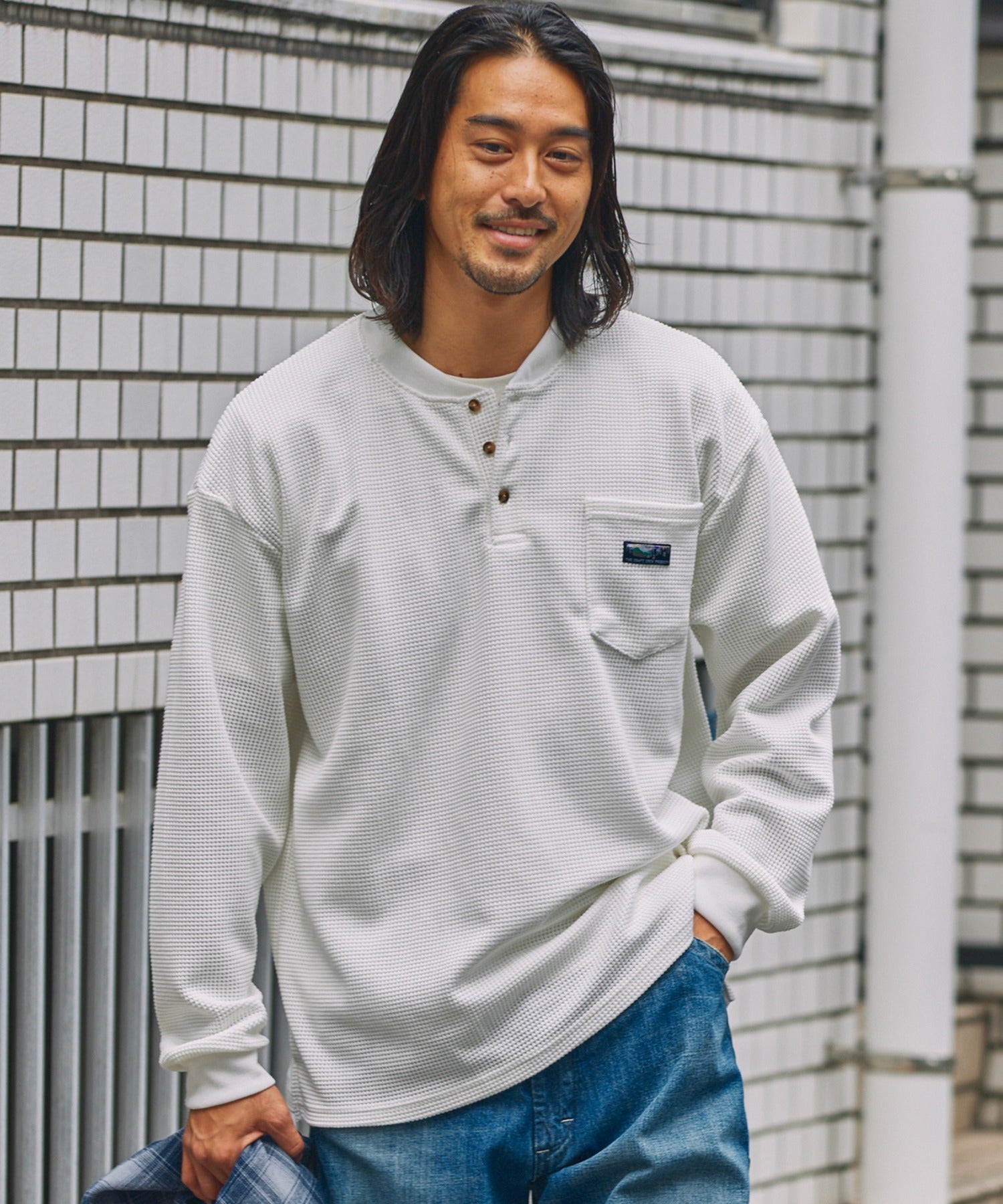 THE CRAFT CREW PRODUCTS / 抗菌 華夫格 亨利領 長袖T恤