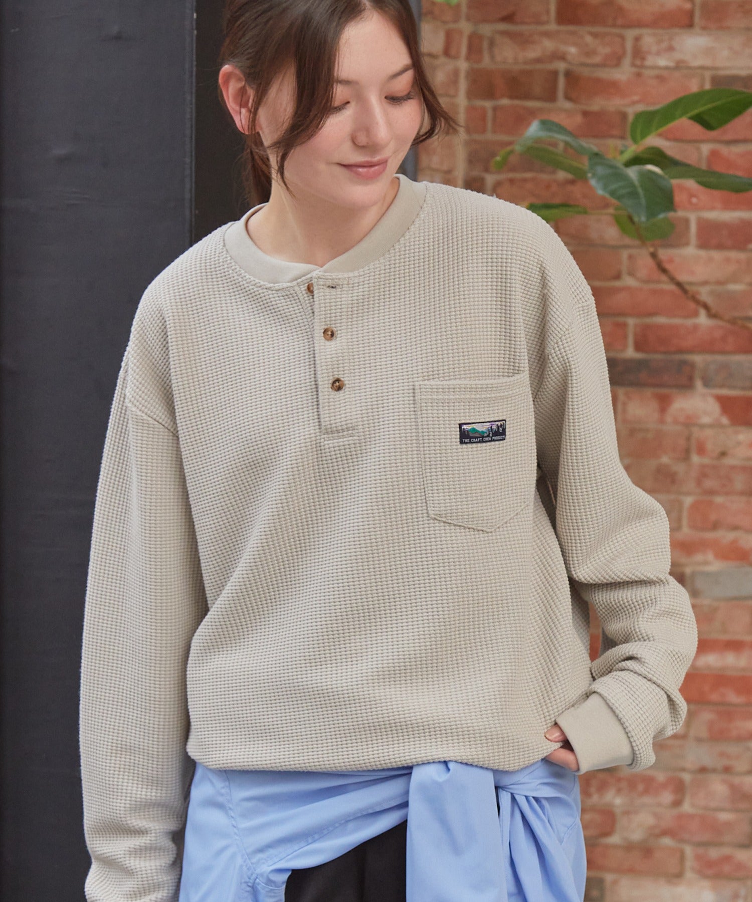 THE CRAFT CREW PRODUCTS / 抗菌 華夫格 亨利領 長袖T恤