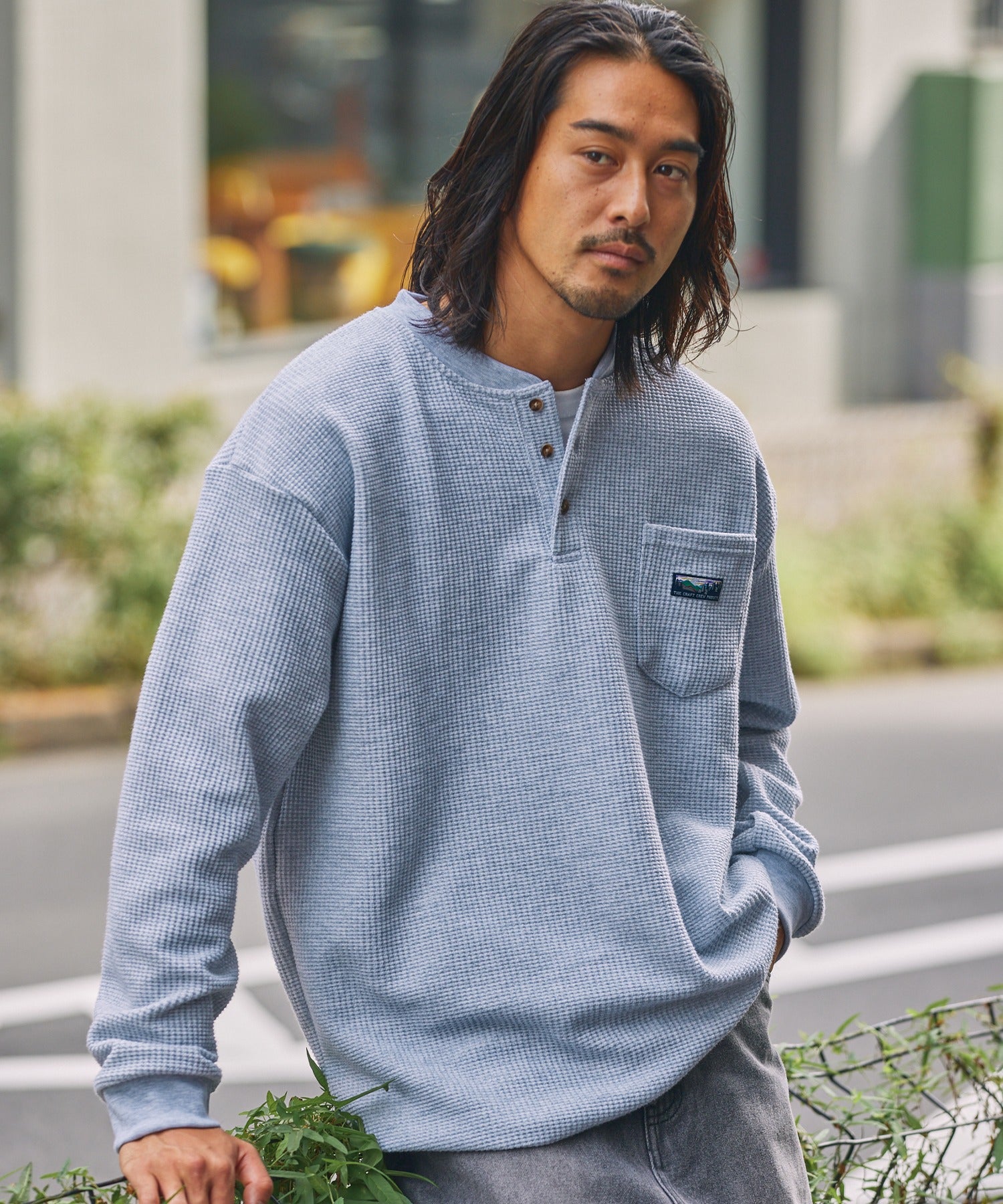 THE CRAFT CREW PRODUCTS / 抗菌 華夫格 亨利領 長袖T恤