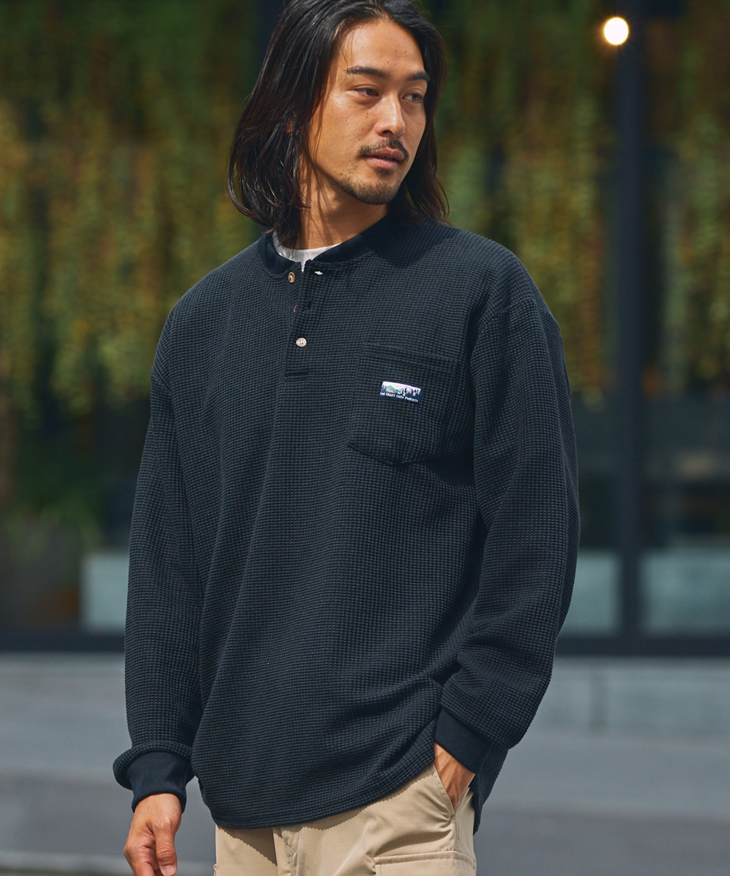 THE CRAFT CREW PRODUCTS / 抗菌 華夫格 亨利領 長袖T恤