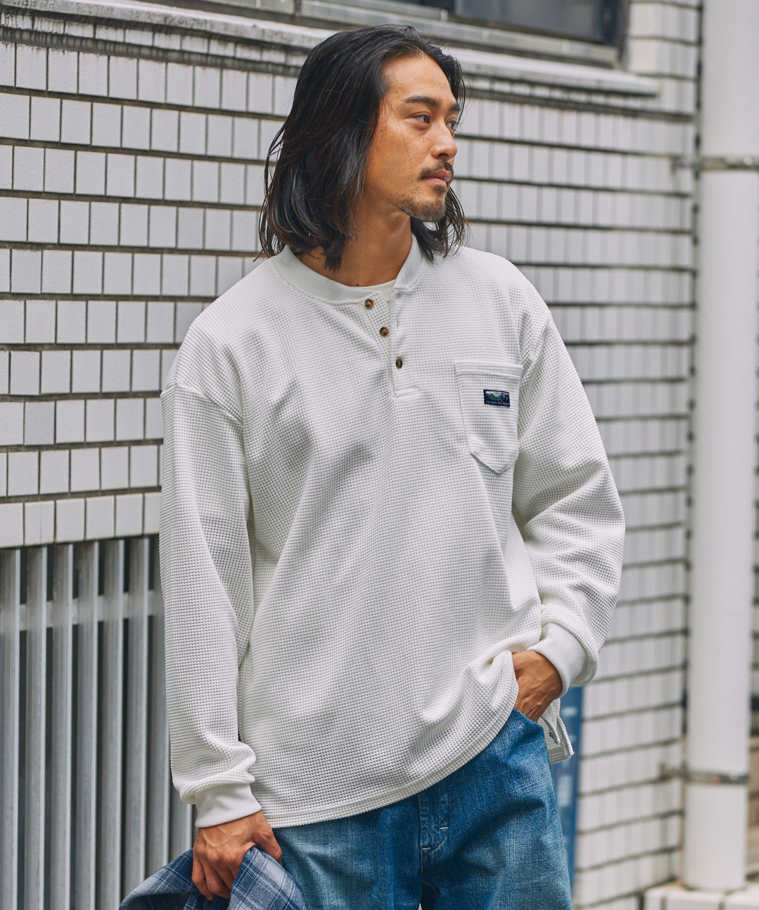 THE CRAFT CREW PRODUCTS / 抗菌 華夫格 亨利領 長袖T恤