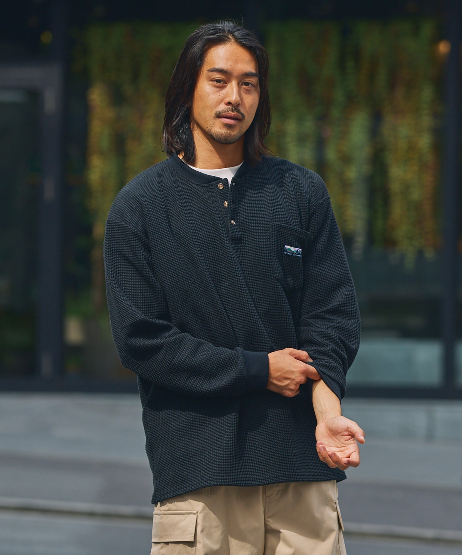 THE CRAFT CREW PRODUCTS / 抗菌 華夫格 亨利領 長袖T恤