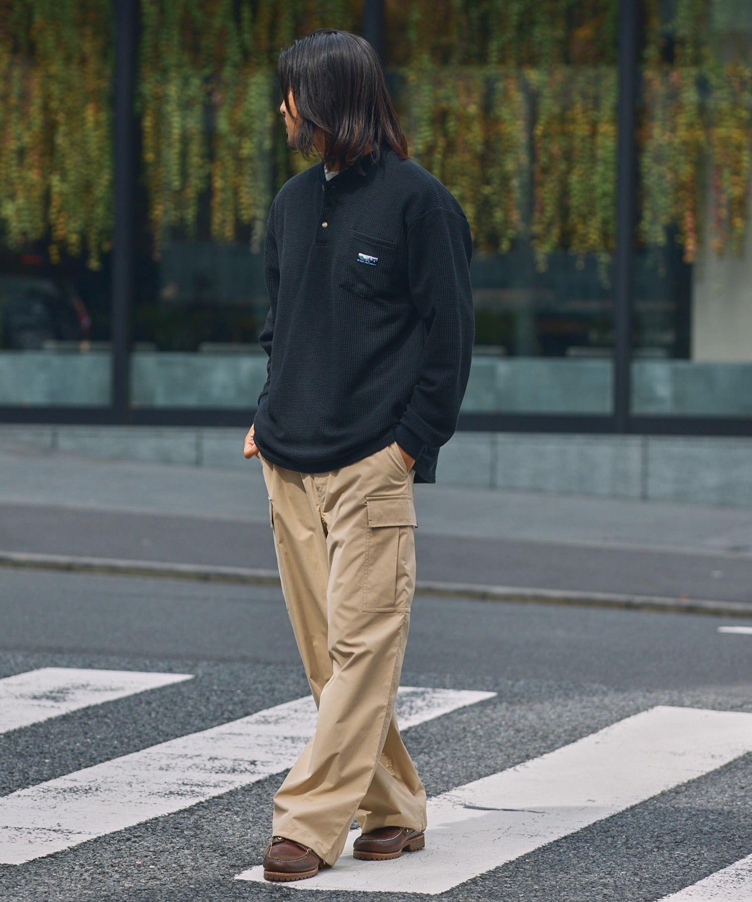 THE CRAFT CREW PRODUCTS / 抗菌 華夫格 亨利領 長袖T恤