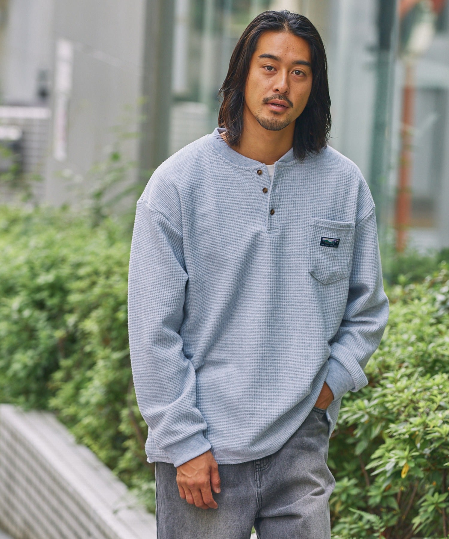 THE CRAFT CREW PRODUCTS / 抗菌 華夫格 亨利領 長袖T恤