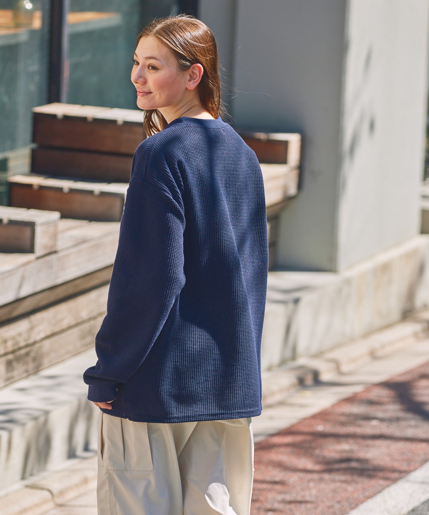 THE CRAFT CREW PRODUCTS / 抗菌 華夫格 亨利領 長袖T恤