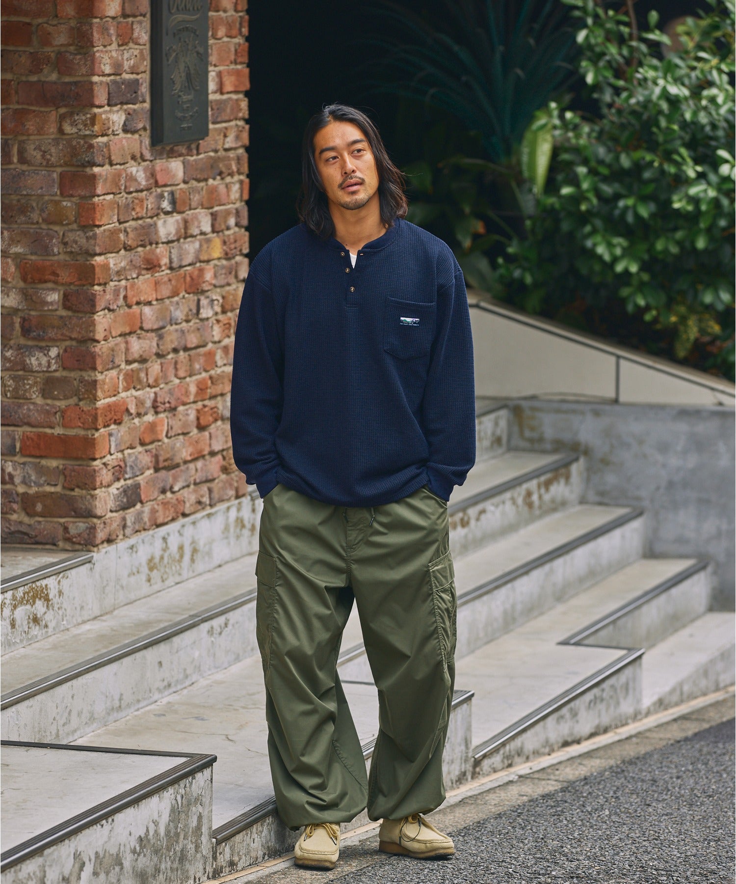 THE CRAFT CREW PRODUCTS / 抗菌 華夫格 亨利領 長袖T恤