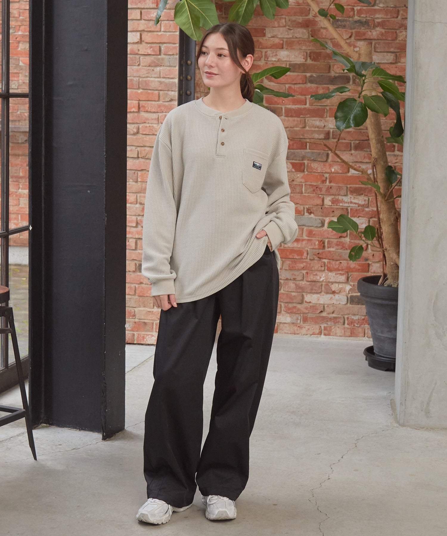 THE CRAFT CREW PRODUCTS / 抗菌 華夫格 亨利領 長袖T恤