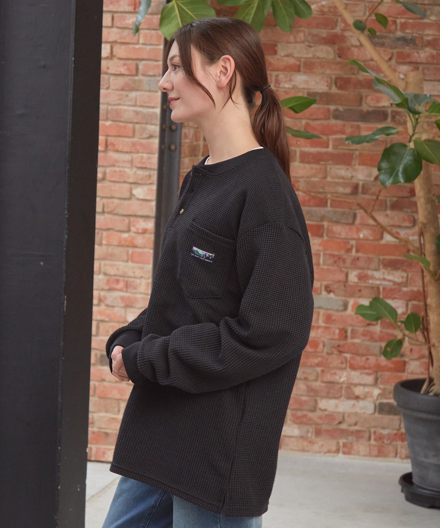 THE CRAFT CREW PRODUCTS / 抗菌 華夫格 亨利領 長袖T恤